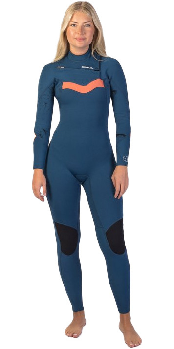 2025 Gul Womens Response Echo 3/2mm Chest Zip Wetsuit RE1328 - Blue / Marble